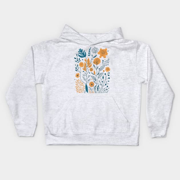 Bohemian Style Floral Shapes Kids Hoodie by ElMass